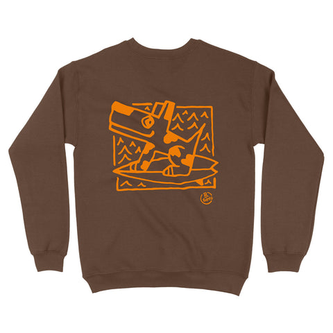 Felpa girocollo BSIMO TRIP SURF DOG Marrone