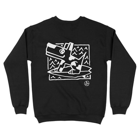 Felpa girocollo BSIMO TRIP SURF DOG Nero