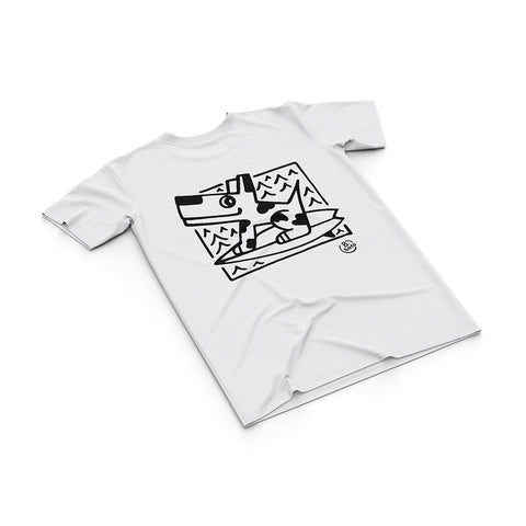 T-shirt BSIMO TRIP SURF DOG Bianco